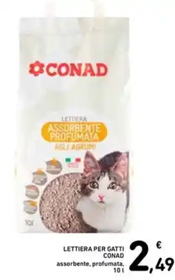 Spazio Conad Lettiera per gatti conad assorbente, profumata, offerta