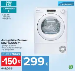 Carrefour Asciugatrice Zerowat EOZH8A2DE-11 offerta