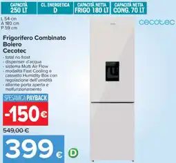 Carrefour Cecotec Frigorifero Combinato Bolero offerta