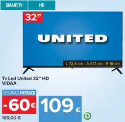 Carrefour Tv Led United 32" HD VIDAA offerta