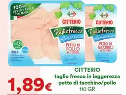 Supermercati Pasquale Prisco CITTERIO taglio fresco in leggerezza petto di tacchino/pollo offerta