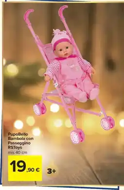 Carrefour PupoBello Bambola con Passeggino RSToys offerta