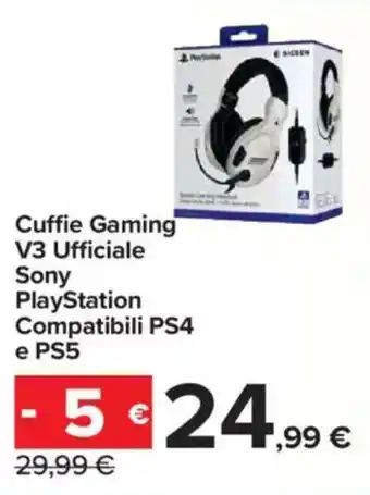 Carrefour Cuffie Gaming V3 Ufficiale Sony PlayStation Compatibili PS4 e PS5 offerta