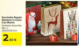 Carrefour Sacchetto Regalo Natalizio In Carta Con Manici offerta