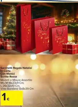 Carrefour Sacchetti Regalo Natalizi In Carta Con Manici Scritte Rosse offerta