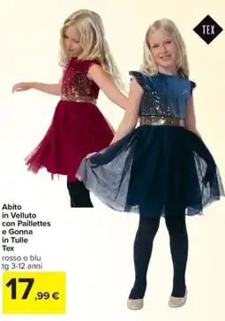 Carrefour Abito in Velluto con Paillettes e Gonna in Tulle Tex offerta