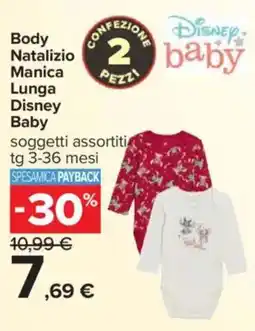 Carrefour Body Natalizio Manica Lunga Disney Baby offerta
