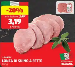 ALDI Il podere lonza di suino a fette offerta