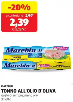 ALDI Mareblu tonno all'olio d'oliva offerta