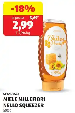ALDI Grandessa miele millefiori nello squeezer offerta