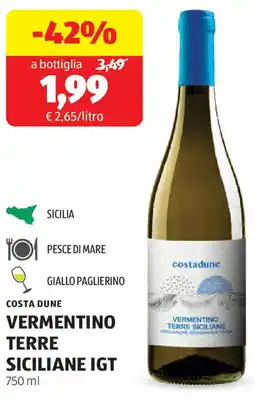 ALDI Costa dune vermentino terre siciliane IGT offerta