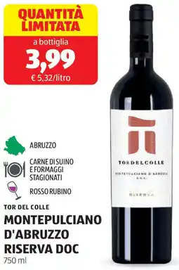 ALDI Tor del colle montepulciano d'abruzzo riserva DOC offerta