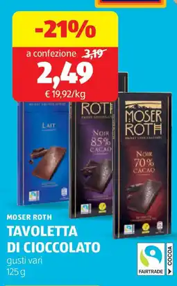 ALDI Moser roth tavoletta di cioccolato offerta