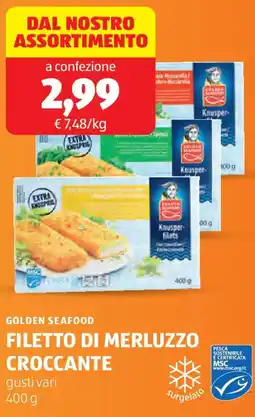ALDI Golden seafood filetto di merluzzo croccante offerta