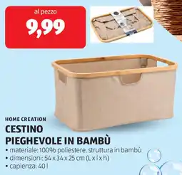 ALDI Home creation cestino pieghevole in bambù offerta