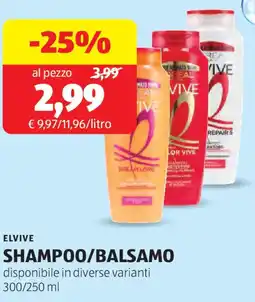 ALDI Elvive shampoo/balsamo offerta