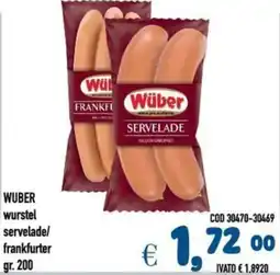 Del Prete Distribuzioni WUBER wurstel servelade/ frankfurter offerta