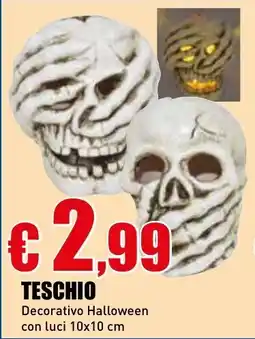 Casalandia Teschio decorativo halloween con luci 10x10 cm offerta