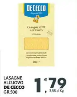 Despar Lasagne all'uovo DE CECCO offerta
