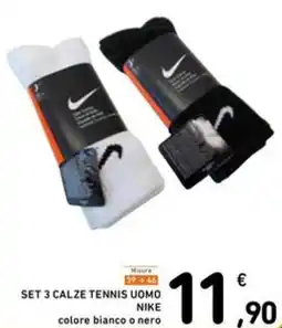 Spazio Conad Set 3 calze tennis uomo nike colore bianco o nero offerta