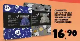 Despar Completo letto 1 piazza in cotone con stampa glow in the dark fluorescente offerta