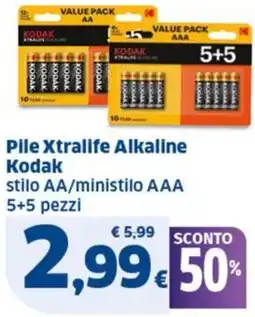 Ok Sigma Pile Xtralife Alkaline Kodak stilo AA/ministilo AAA 5+5 pezzi offerta