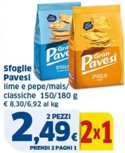 Ok Sigma Sfoglie Pavesi lime e pepe/mais/ classiche offerta