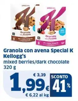 Ok Sigma Granola con avena Special K Kellogg's mixed berries/dark chocolate offerta