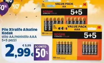 Sigma Pile Xtralife Alkaline Kodak stilo AA/ministilo AAA offerta