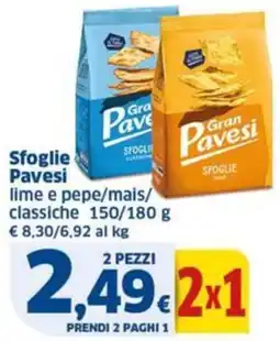Sigma Sfoglie Pavesi lime e pepe/mais/ classiche offerta