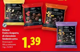 Lidl Deluxe Frutta ricoperta di cioccolato fondente extra offerta