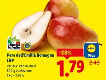 Lidl Pere dell'Emilia Romagna IGP offerta