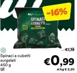 Unes Spinaci a cubetti surgelati U! offerta