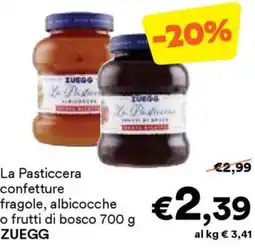 Unes La Pasticcera confetture fragole, albicocche o frutti di bosco ZUEGG offerta