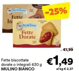 Unes Fette biscottate dorate o integrali MULINO BIANCO offerta