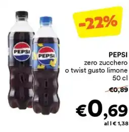 Unes PEPSI zero zucchero o twist gusto limone offerta