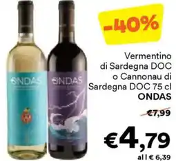Unes Vermentino di Sardegna DOC o Cannonau di Sardegna DOC ONDAS offerta