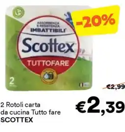 Unes 2 Rotoli carta da cucina Tutto fare SCOTTEX offerta