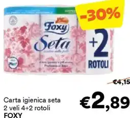 Unes Carta igienica seta 2 veli 4+2 rotoli FOXY offerta