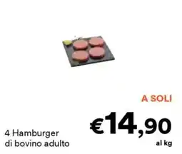 Unes 4 Hamburger di bovino adulto offerta