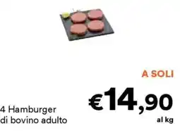 Unes 4 Hamburger di bovino adulto offerta