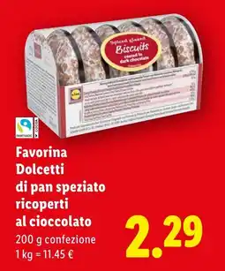 Lidl Favorina Dolcetti di pan speziato ricoperti al cioccolato offerta
