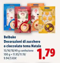 Lidl Belbake Decorazioni di zucchero o cioccolato tema Natale offerta