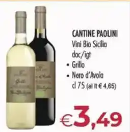 MerSi Supermercati CANTINE PAOLINI Vini Bio Sicilia doc/igt offerta