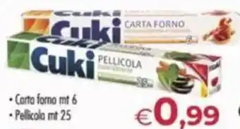 MerSi Supermercati Cuki Carta forno mt 6 Pellicola mt 25 offerta