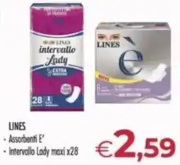 MerSi Supermercati LINES Assorbenti E Intervallo Lady maxi x28 offerta