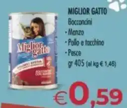 MerSi Supermercati MIGLIOR GATTO Bocconcini -Manzo - Pollo e tacchine -Pesce offerta