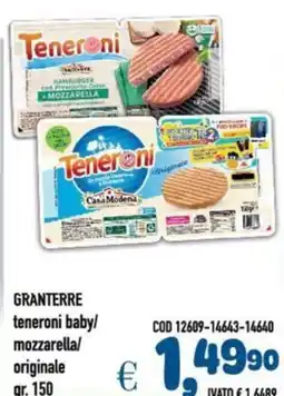 Del Prete Distribuzioni GRANTERRE teneroni baby/ mozzarella/originale offerta