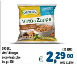 Del Prete Distribuzioni OROGEL virtu' di zuppa ceci e lenticchie offerta
