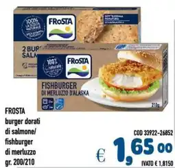 Del Prete Distribuzioni FROSTA burger dorati di salmone/ fishburger di merluzzo offerta
